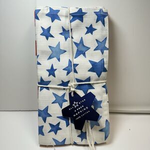 ALL STAR USA Red White & Blue American Theme 100% Cotton Napkins 4 Pack Set New